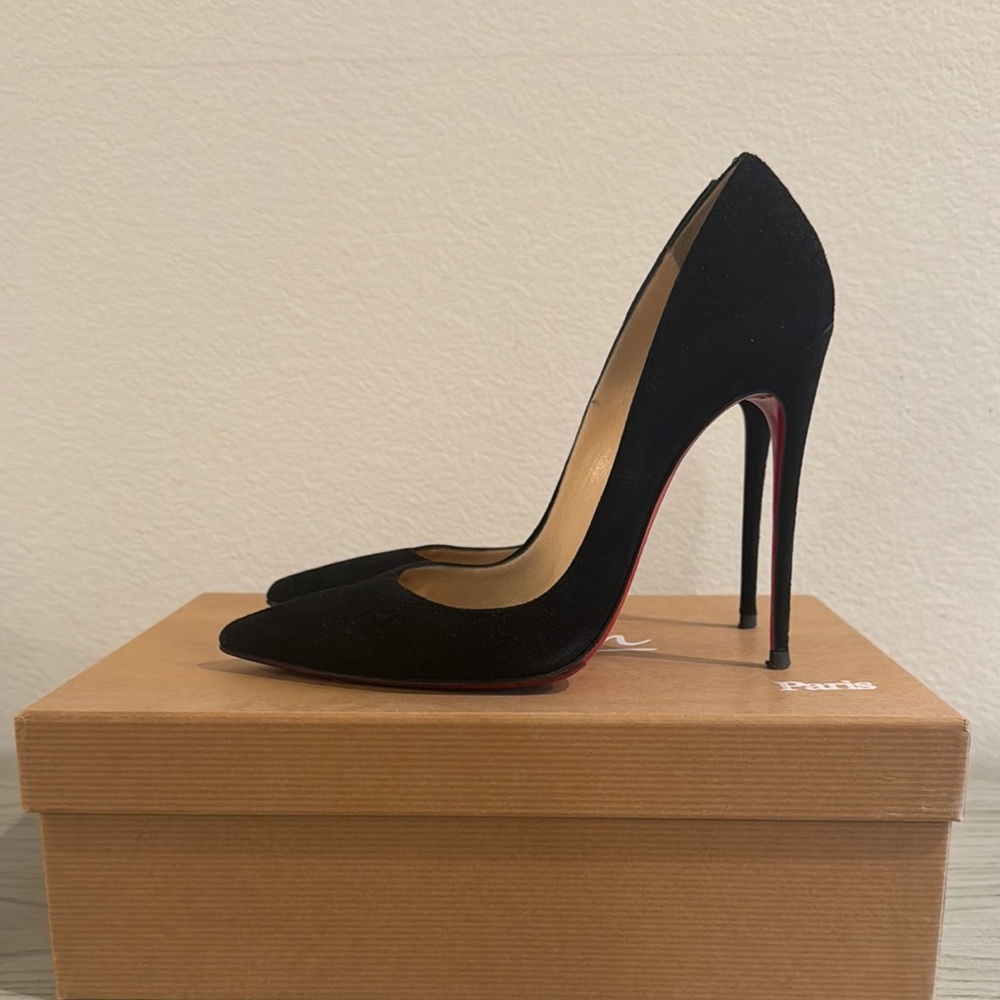 Christian Louboutin So Kate 120 Black Suede; size 37.5